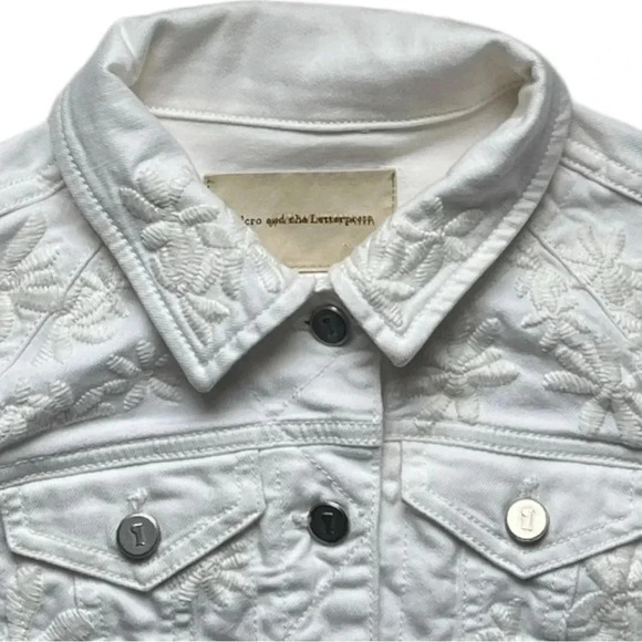 Pilcro And The Letterpress Embroidered Jean Jacket, White, Women’s Size XS‎ - Picture 6 of 13